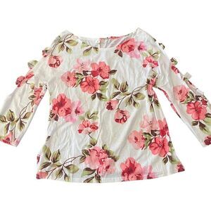 Floral blouse cut out shoulder medium